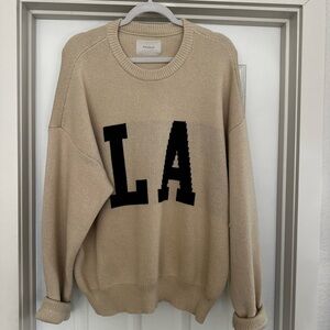 PacSun Tan Crewneck Sweater with Black Letters